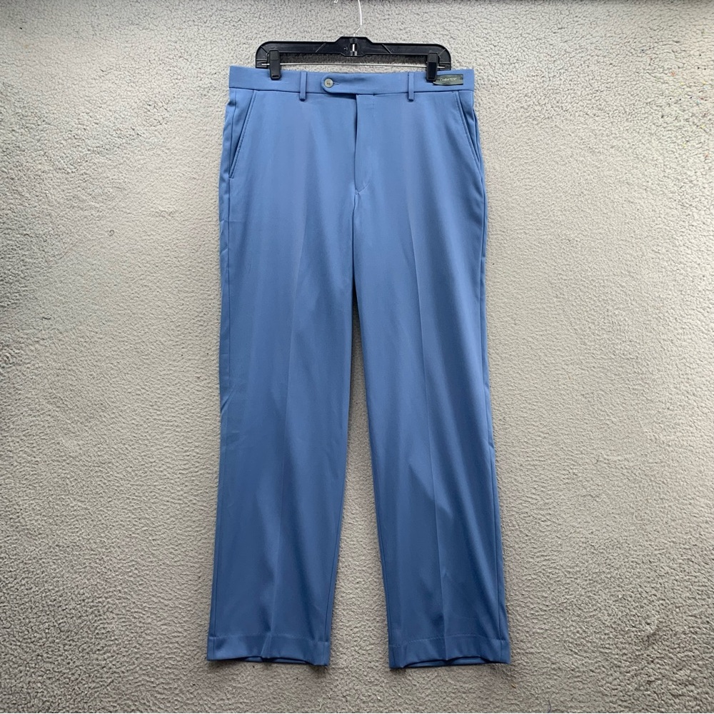 BALLIN Relax Mens Dress Pants Comfort EZE Chino Straight Leg Blue Carrer Size 34